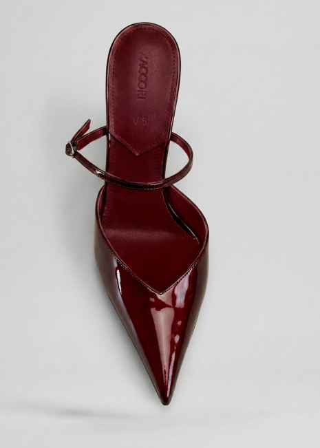 Burgundy Wedge Mule Top-Down Consistent Grey
