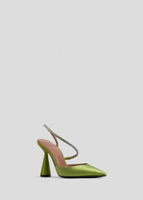 Green Pump Front View on Light Grey Background