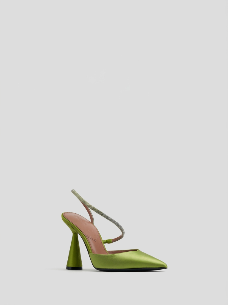 Green Pump Front View on Light Grey Background