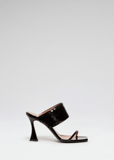 1_BLACK SEQUIN MULE_Front