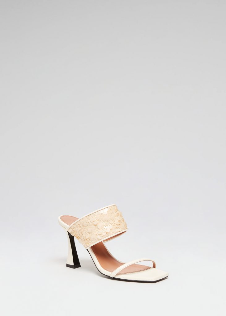 2_WHITE SEQUIN MULE_Front Side