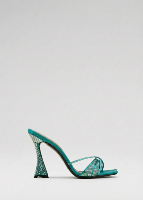 Blue Shoe on Black Platform Background