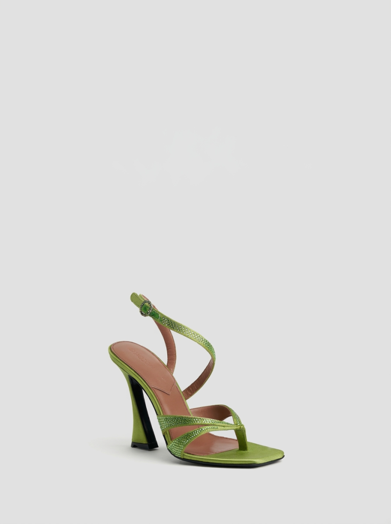 Green Heels Front View Grey Background
