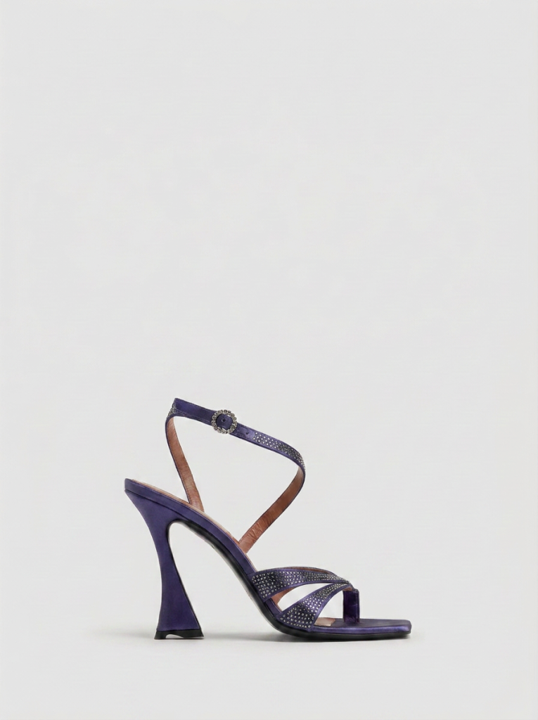 Purple Indigo Heels on Grey Background